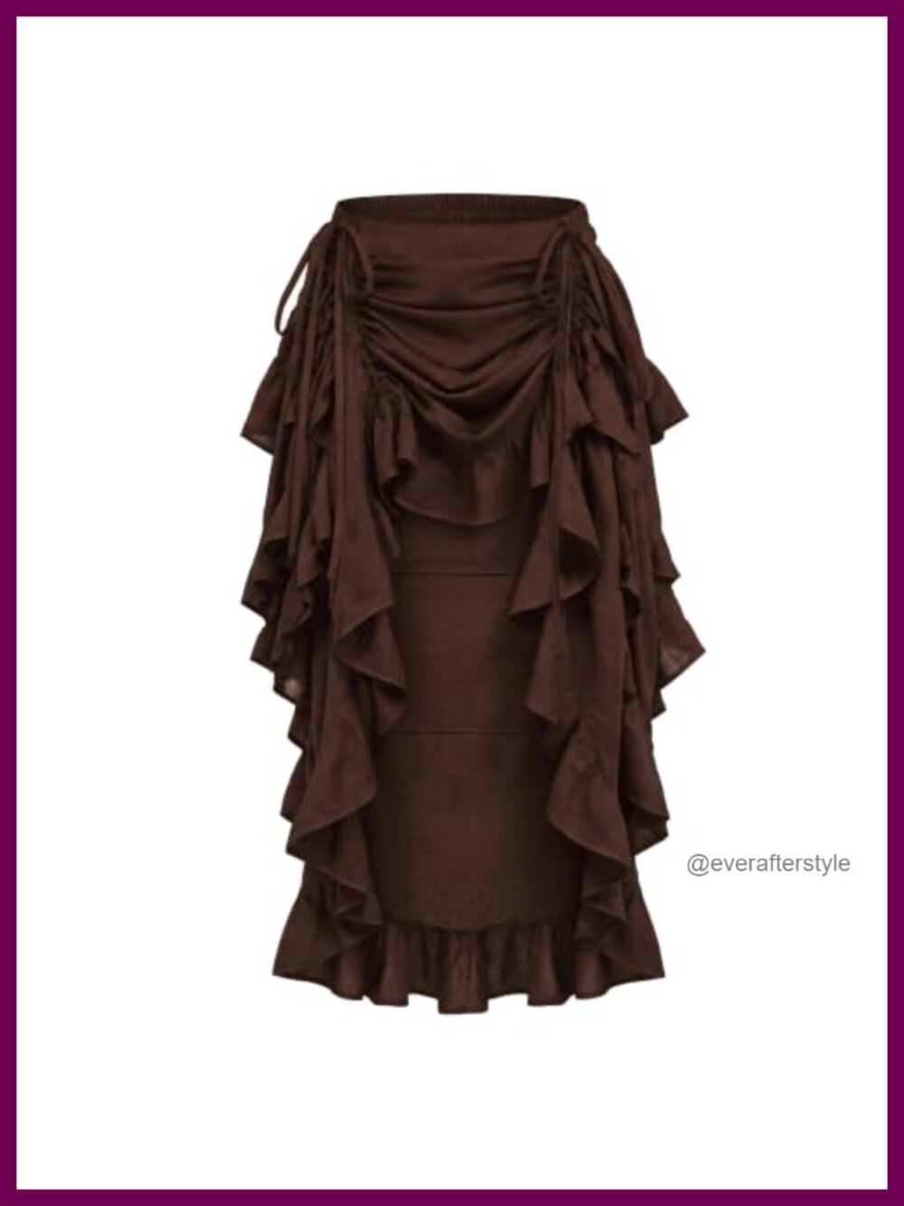 Steampunk Victorian High-Low Show Girl Skirt Rayon Ruffled Costume